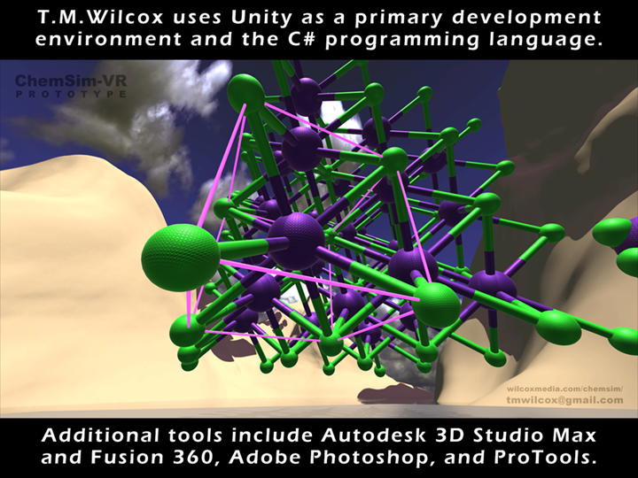 T.M.Wilcox uses Unity as a primary development environment and the C# programming language. Additional tools include Autodesk 3D Studio Max and Fusion 360, Adobe Photoshop, and ProTools.